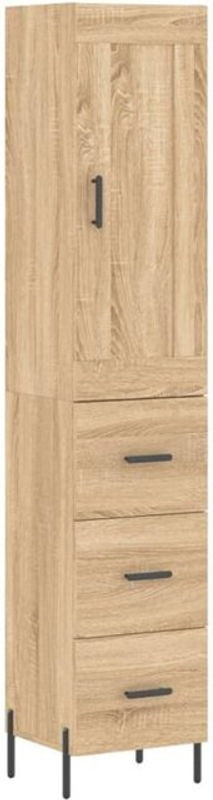 Vidaxl Highboard Sonoma-eiche in Eiche Natur und Braun aus Holzwerkstoff und Metall mit Drehtüren, B/T/H: 34,5 x 34 x 180 cm - Bild 1