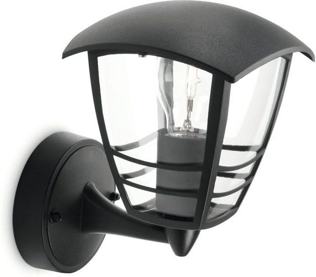 Philips Creek Außenwandleuchte aus Metall in Schwarz mit transparentem Glas für den Garten - Bild 1