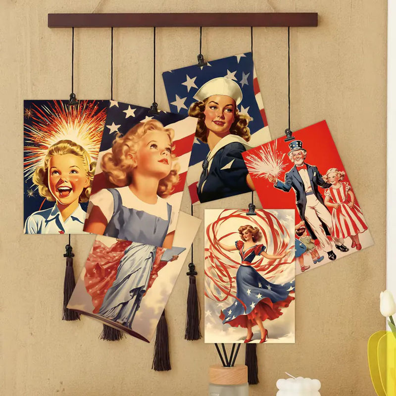 20 Stück Vintage Amerikanische Patriotische Jubiläums-Postkarten für den 4. Juli und Unabhängigkeitstag, Mehrfarbig, Rechteckig - Bild 4