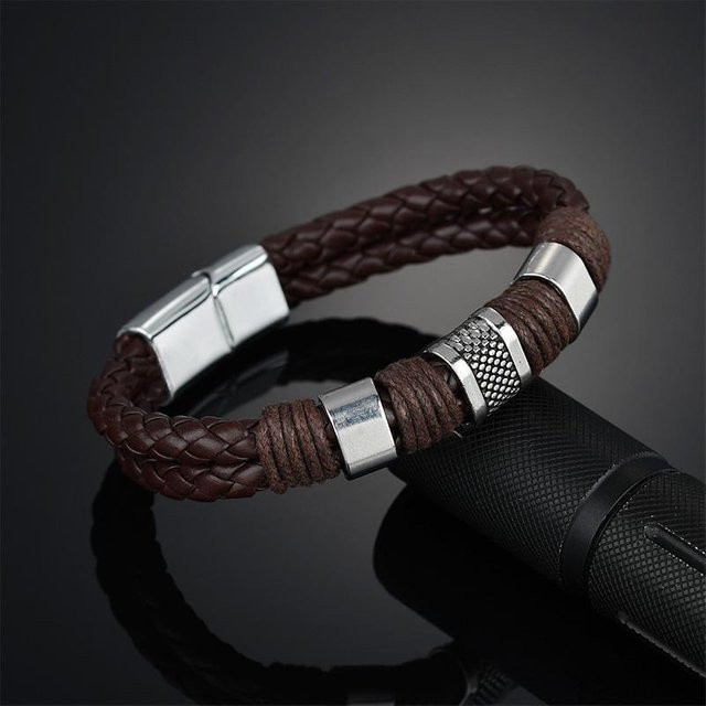 Wucifang Jewelry Armband, Leder, Zinklegierung, Braun, Unisex - Bild 1