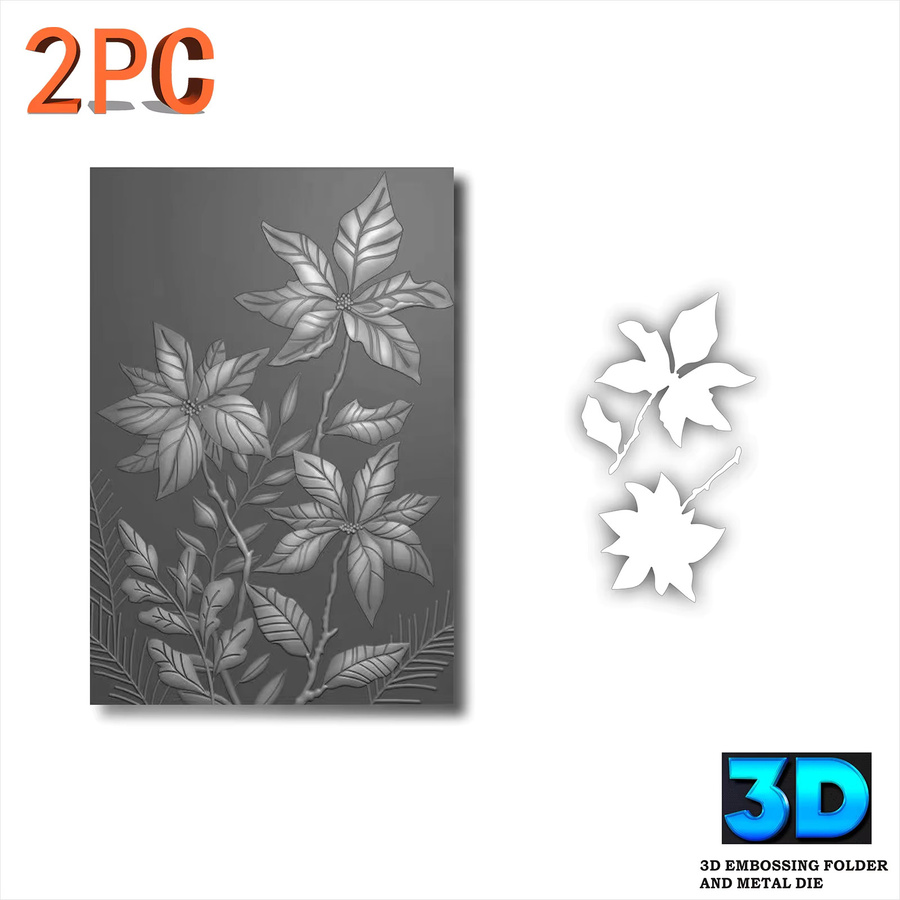 2-teiliges Set Blumen-Charm 3D-Relief-Ordner und Schneidform für Scrapbooking und DIY-Bastelarbeiten - Bild 2