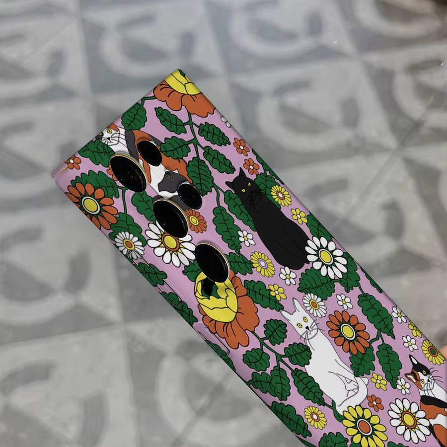 Stoßfeste Doppelschicht Handyhülle mit Katzen-Garten-Design für Samsung Galaxy S25 Ultra, S24 und S23 Ultra Plus in Multicolour - Bild 5