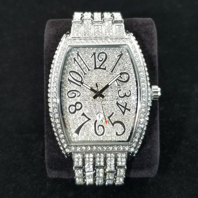 WEISIKAI Armbanduhr Tonneau, Quarz, Edelstahl, Silber, Diamantbesetzt, Herren - Bild 1