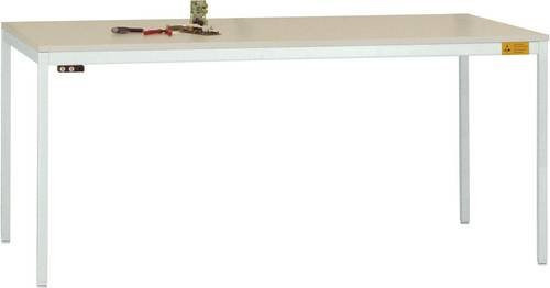 Manuflex LD1118.7035 UNIDESK ESD-Arbeitstisch mit Melaminplatte und höhenverstellbarem Gestell, Lichtgrau RAL 7035, B/T/H: 200 x 80 x 72-73 cm - Bild 1