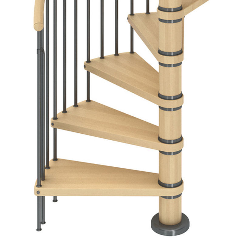 Dolle Spindeltreppe Winnipeg aus Buche in Braun mit 12 Stufen, Durchmesser: 120 cm, Höhe: 292,5 cm - Bild 2