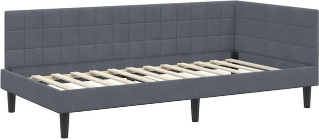 vidaXL Eckbettgestell mit Kopfteil in Dunkelgrau, Stoff, B/T/H: 90 x 190 x 140 cm - Bild 1