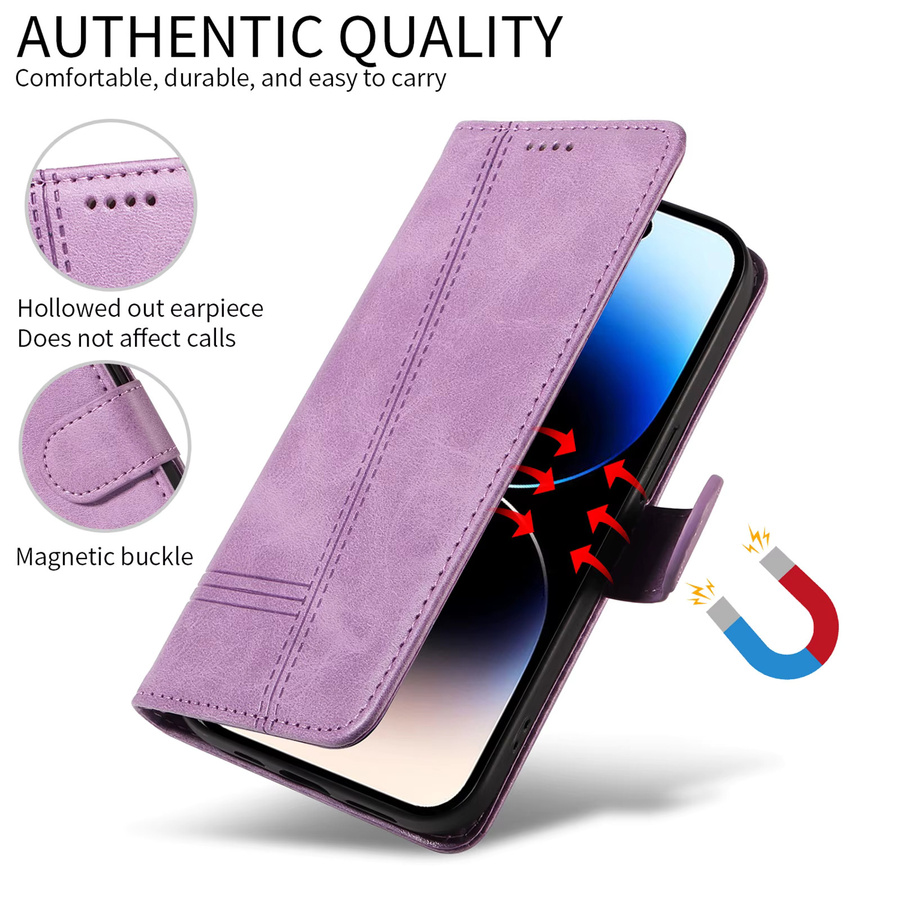 Leder Flip Wallet Case mit Kartenfächern für Samsung Galaxy A32 A33 A34 A35 A52 A52S A53 A54 A55 A72 A73 5G M15 M22 M54 M55 M62 in Lila - Bild 2