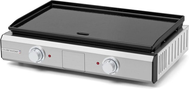 riviera&bar Plancha Grill Pro Enamelle Tischgrill aus emailliertem Gusseisen und Edelstahl in Schwarz und Silber, Grillfläche: 57 x 35 cm - Bild 1