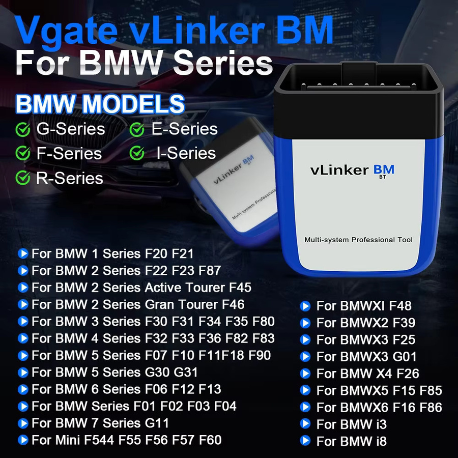 Vgate VLinker BM+ OBD2 Auto-Diagnosegerät mit WiFi und Bluetooth 4.0 für BMW und Bimmercode - Bild 3