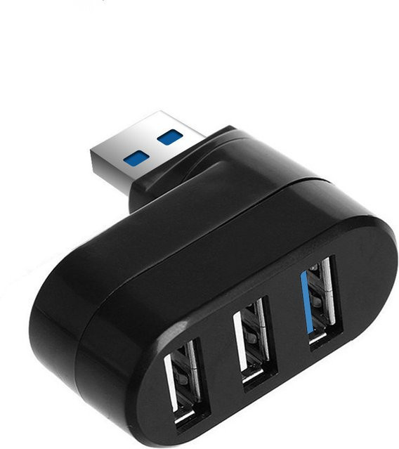 USB 3.0 Mini Hub mit 3 Ports als High Speed Splitter Adapter für Laptop, Notebook und PC in Schwarz - Bild 1