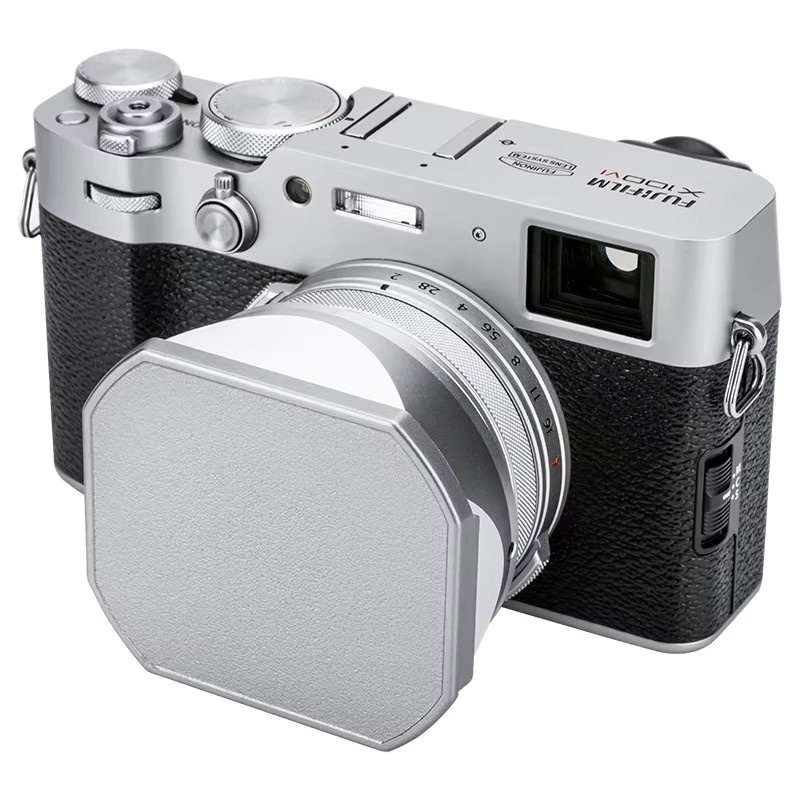 JJC LH-X100 Quadratische Gegenlichtblende in Silber für FUJIFILM Fuji X100VI X100V X100F inklusive Kappe und Adapterring - Bild 3