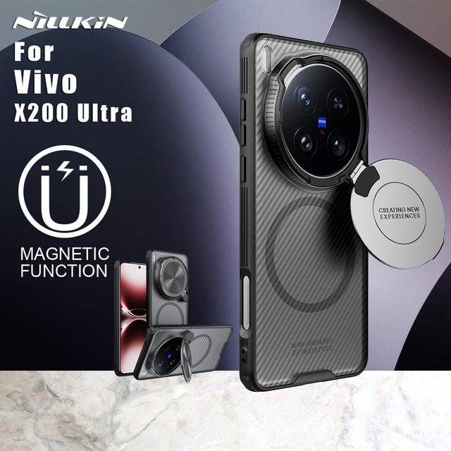 Nillkin Camshield Schutzhülle für Vivo X200 Ultra 5G, transparent, schwarz, mit Kameraschutz und MagSafe-Kompatibilität - Bild 1