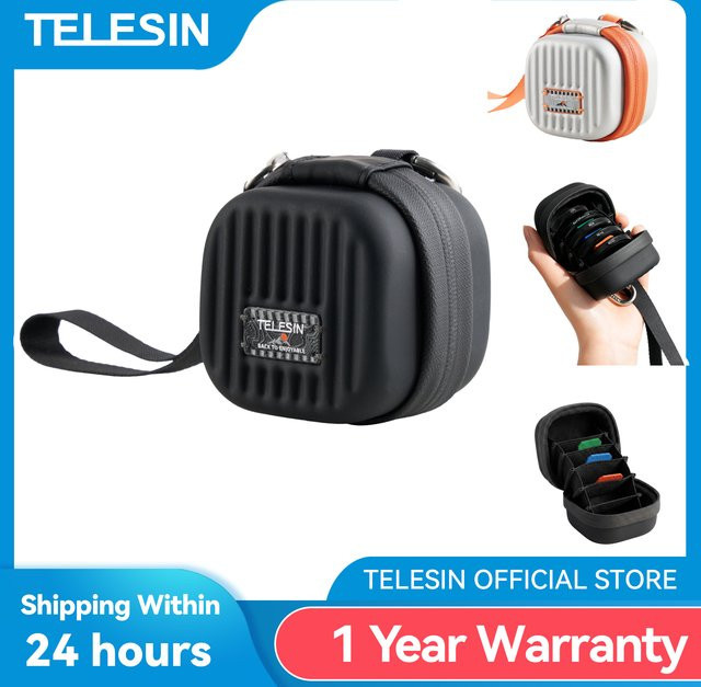 TELESIN 6-in-1 Objektivfilter-Etui in Grau, wasserdichte und staubdichte Aufbewahrungstasche mit Handschlaufe - Bild 1