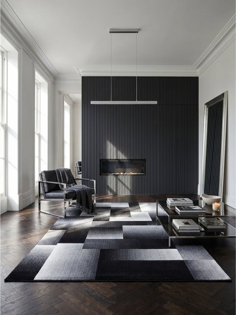 Kadima Design Teppich Kurzflor ASPEN in Schwarz und Grau, abstrakt kariert, B: 200 cm, T: 290 cm - Bild 1