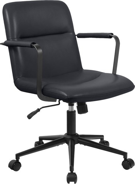 CLP Bürostuhl Hilda ergonomisch aus schwarzem Büffelleder mit Armlehnen und Kippmechanik - Bild 1