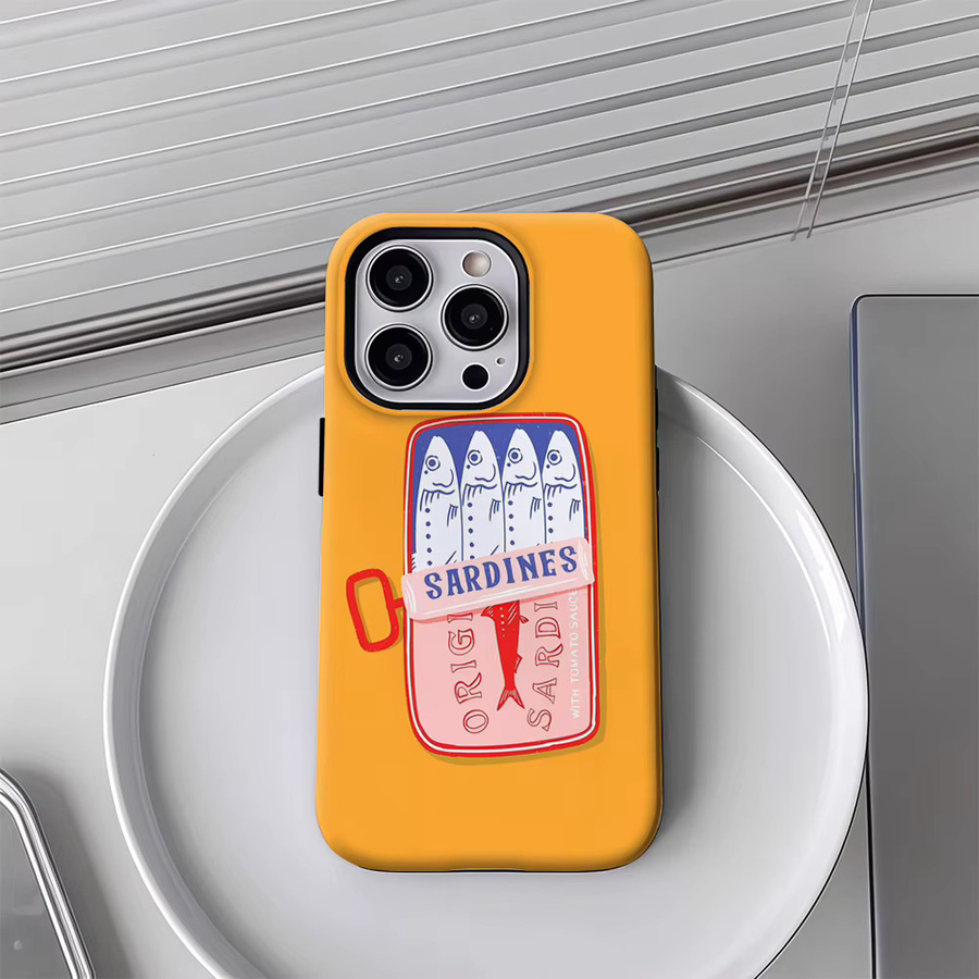 Potdemiel Handyhülle im Sardinen-Dosen-Design für iPhone 17 16 15 14 13 Pro Max Plus, magnetisch, Gelb - Bild 2