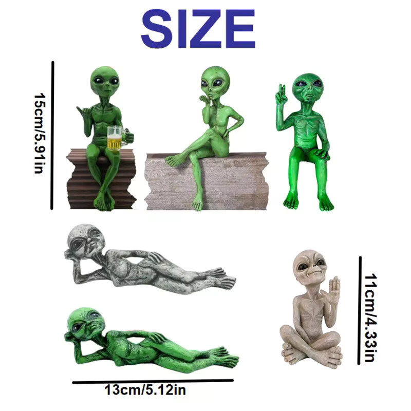 JETTING Alien Gartenskulptur aus Harz in Grün als dekorative Statue für Garten, Hof, Büro oder Zuhause - Bild 5