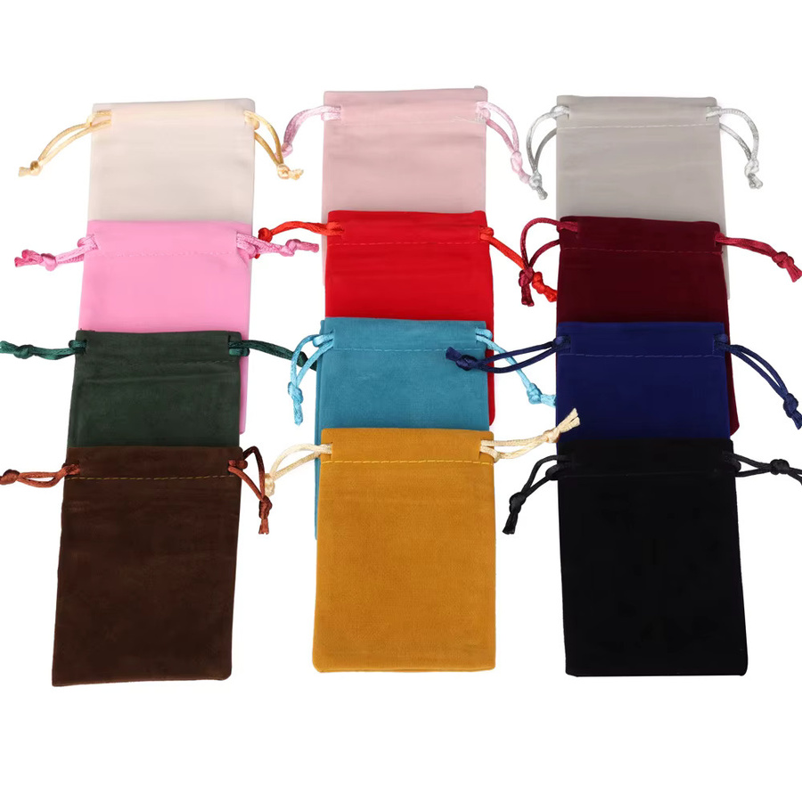 10 Stück Chanfar Samt-Schmuckbeutel mit Kordelzug in Lila und Multicolour für Halsketten, Ringe und Ohrringe, B/T/H: 5 x 7 cm, 7 x 9 cm, 8 x 10 cm - Bild 2