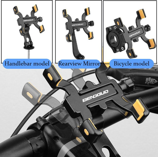 YTDMEN Mountainbike Handyhalterung aus Aluminiumlegierung in Schwarz mit Vier-Klaue-Fixierung für Outdoor-Sport und Radfahren - Bild 1