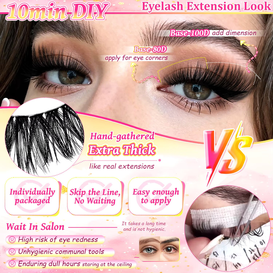 ORREUI Wimpernverlängerungs-Set mit Wimpernbuch und Wimpernbüscheln, Unisex - Bild 3