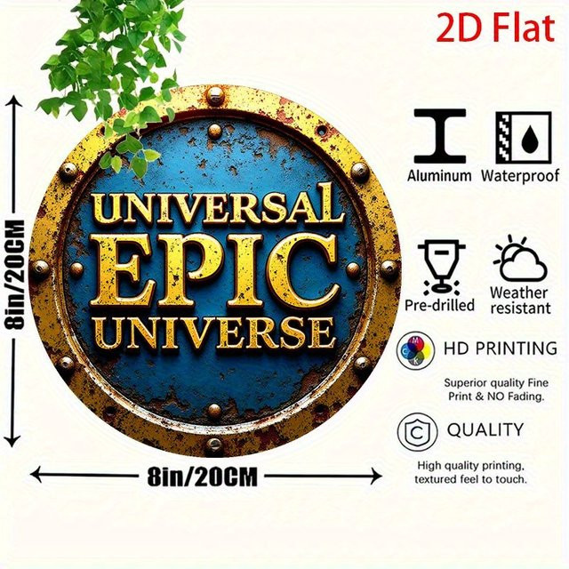 Potdemiel Rundes Vintage Wanddekorschild Episches Universum in Blau und Gold, Durchmesser: 20 cm - Bild 1
