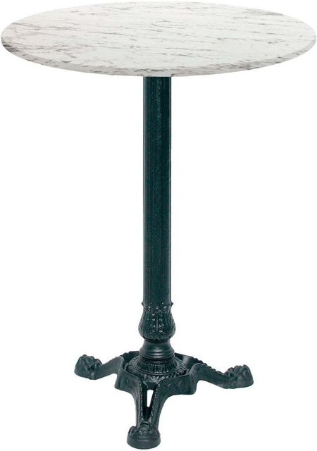 RestooTab Bistrotisch rund in Stein- und Holzoptik mit höhenverstellbarem Gestell, Farbe Weiß/Steingrau/Marmoriert/Schwarz, Durchmesser: 60 cm, Höhe: 113 cm - Bild 1