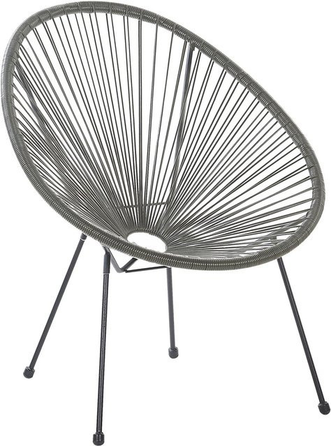 Beliani Cocktailsessel im Boho-Stil aus Rattan und Metall, Farbe Grau Schwarz, B/T/H: 90 x 70 x 87 cm - Bild 1