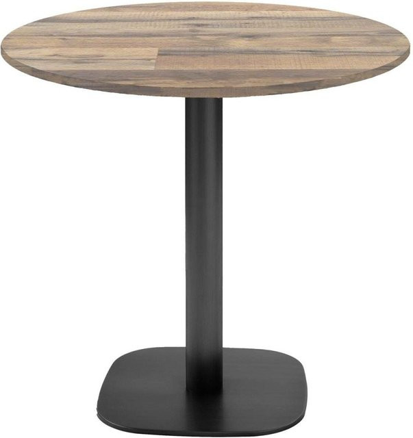 RestooTab Tisch Round runder Esstisch in Eiche und Vintage Braun mit schwarzem Gestell, Höhe: 75 cm, Durchmesser: 70 cm - Bild 1