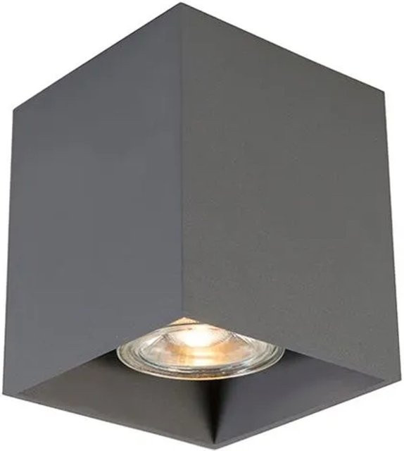 QAZQA Qubo Moderner Aufbaustrahler Dunkelgrau GU10 aus Aluminium, dimmbar - Bild 1