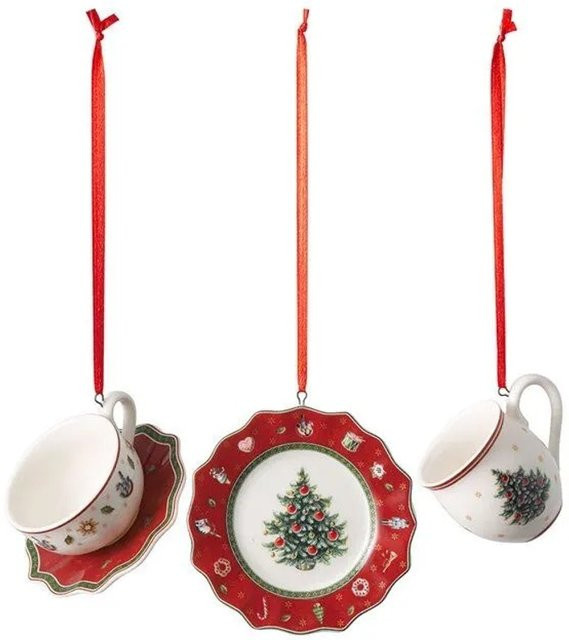 Villeroy & Boch Toy's Delight Dekoration Ornamente Geschirrset 3-teilig aus Porzellan in Weiß, Rot und Multicolour - Bild 1