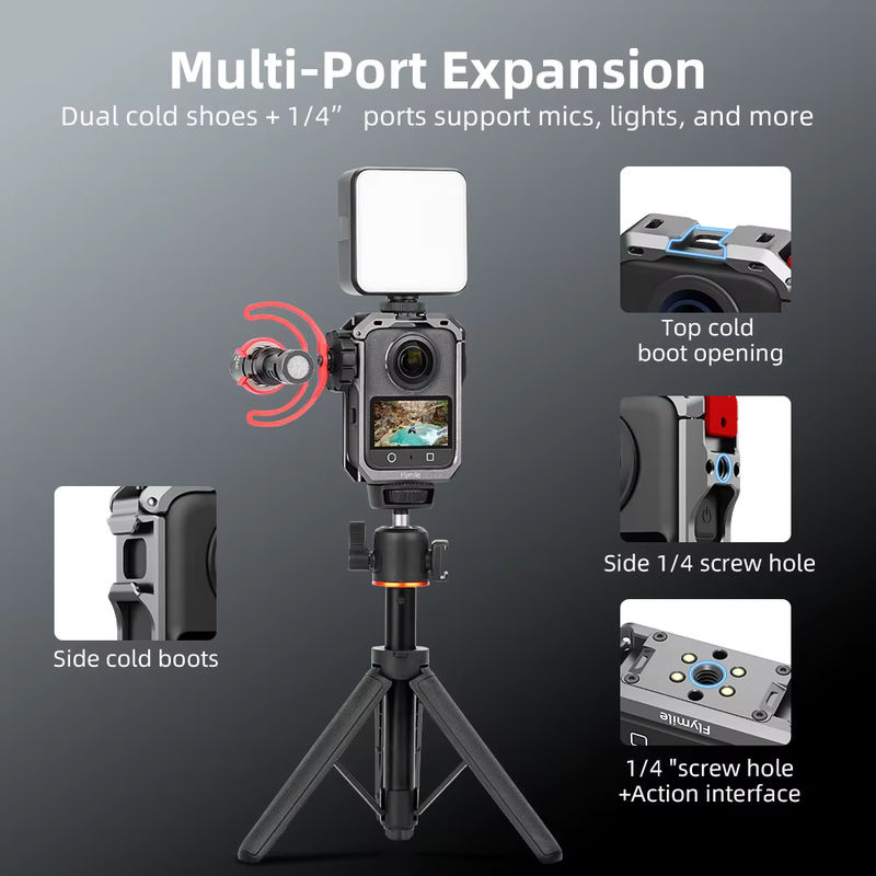 Flymile Metall-Schutzhülle Rahmenkäfig für DJI OSMO 360 mit 1/4 Zoll Gewinde und Multifunktions-Erweiterungshalterungen - Bild 2