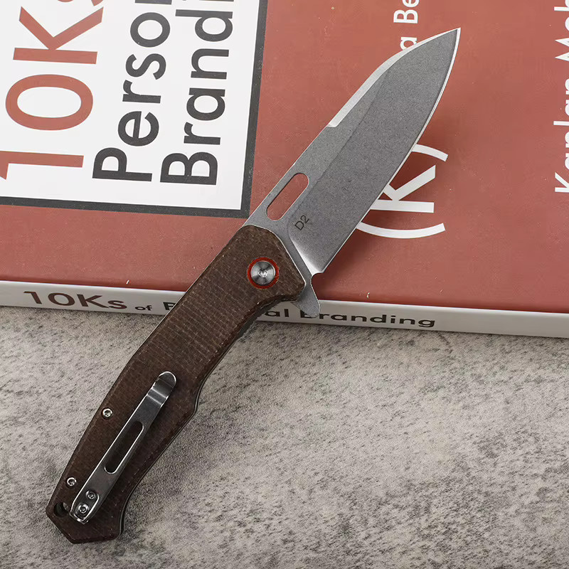 D2-Klingenmesser faltbar in Schwarz aus Stahl für Outdoor, Camping und EDC-Einsätze - Bild 2