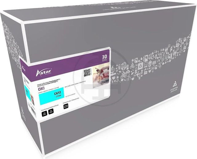 ASTAR Toner Cartridge Cyan für OKI C612 mit 6000 Seiten Reichweite - Bild 1