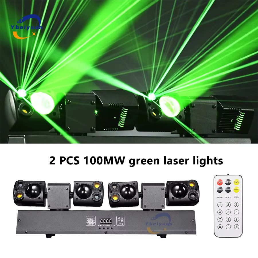 Ybeiyuan 80W LED Dual-Head Moving Head Effektlicht mit Rot, Grün und Gelb Laser sowie Flash und DMX512 Steuerung für DJ, Disco und Bühne - Bild 5