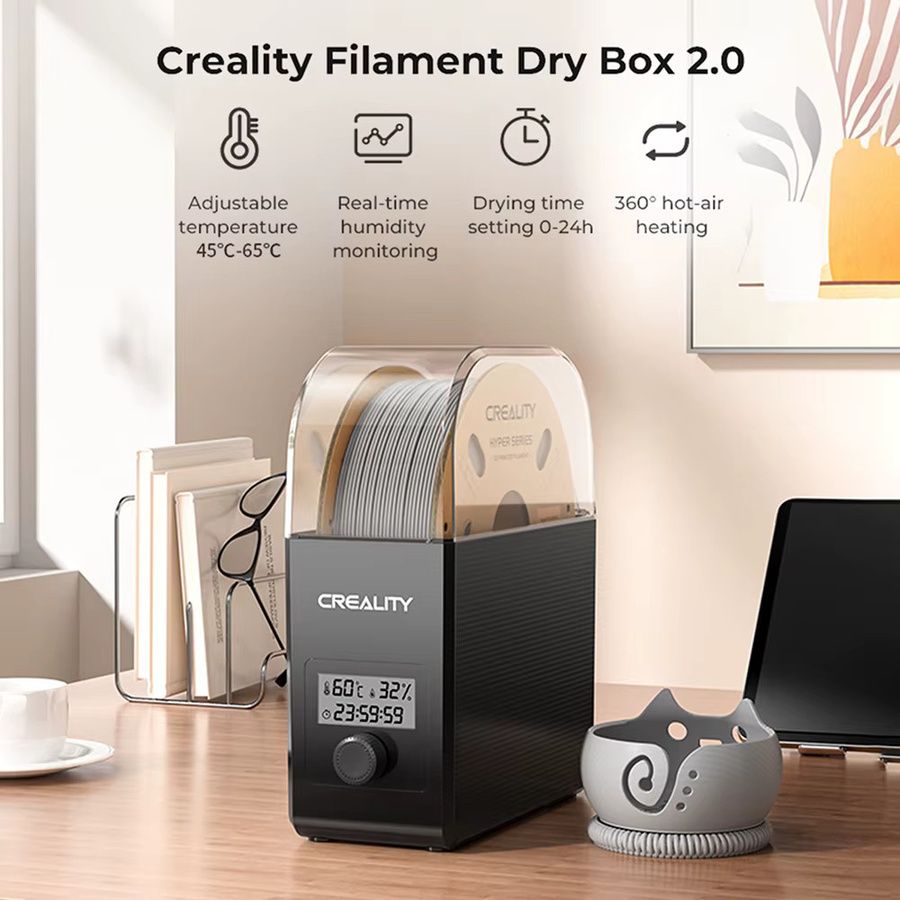 Creality Filament Dryer Box 2.0 Heißluftheizung für 1,75 mm und 2,85 mm Filamente in Schwarz mit 24-Stunden-Timer und Echtzeit-Feuchtigkeitsmonitor - Bild 3