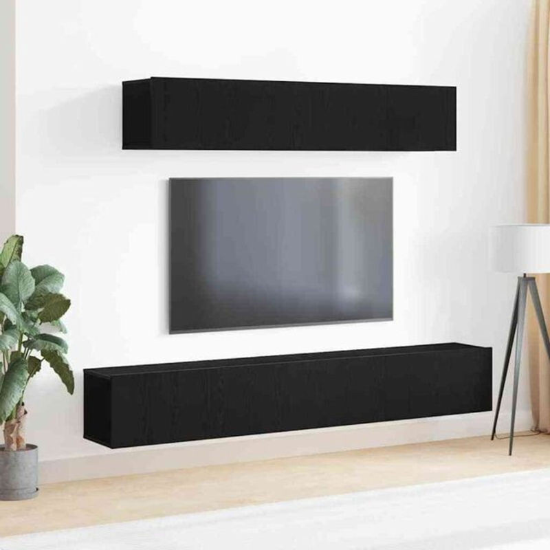 VIDAXL 4-teiliges modernes TV-Schranksystem aus Holzwerkstoff in Schwarz - Bild 1