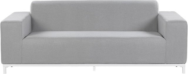 Beliani Gartensofa Grau Weiss mit Polsterung aus UV-beständigem Polyester und Aluminiumgestell, B/T/H: 185 x 84 x 67 cm - Bild 1