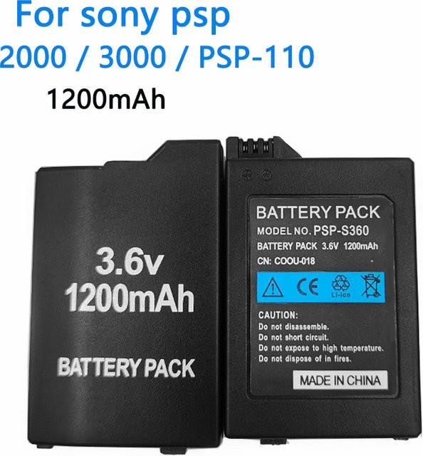 Sony Wiederaufladbarer Lithium-Ionen-Akku für PSP2000 PSP3000 PSP-S110 Konsolen und Gamepads, 1200mAh, 3,6 V, Schwarz - Bild 1