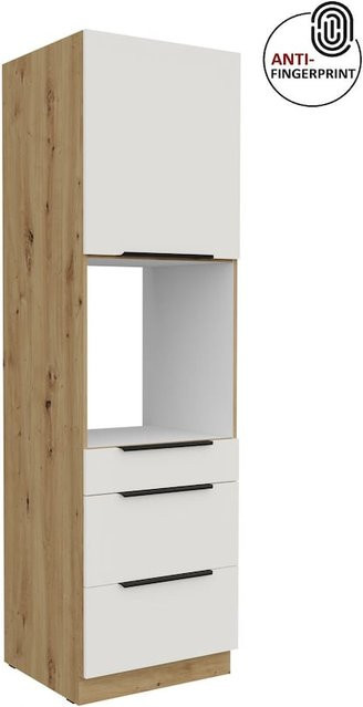 Küchen Hochschrank ARIA Weiß ultra matt Anti Fingerprint mit Schubkästen Breite: 60 cm - Bild 1