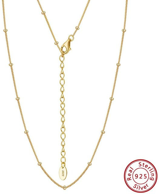 Halskette 925 Sterlingsilber, Perlen, Goldfarben, Damen - Bild 1