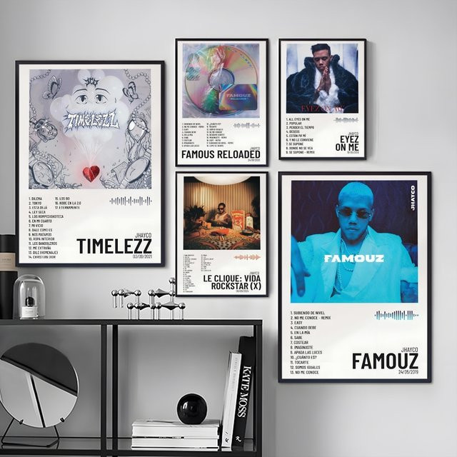J-JHAYCO Album-Poster-Aufkleber in Schwarz, moderner abstrakter Wandaufkleber aus Papier für deine Heimdekoration - Bild 1