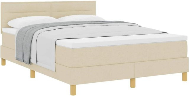 vidaXL Boxspringbett Hybrid mit Matratze in Creme und Beige, Stoff, B/T/H: 140 x 200 x 280 cm - Bild 1