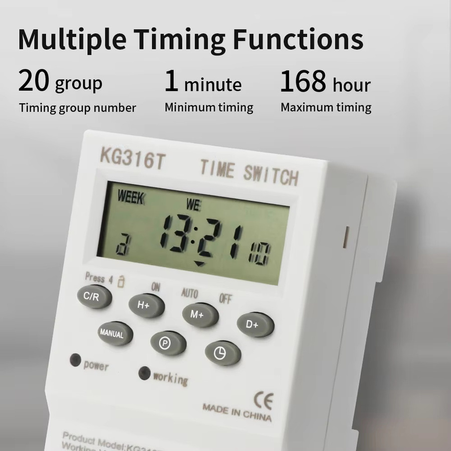 TNCE Zeitsteuerungsmodul 30A Timer 220V in Weiß mit 32 Programmgruppen für Wasserpumpen - Bild 2