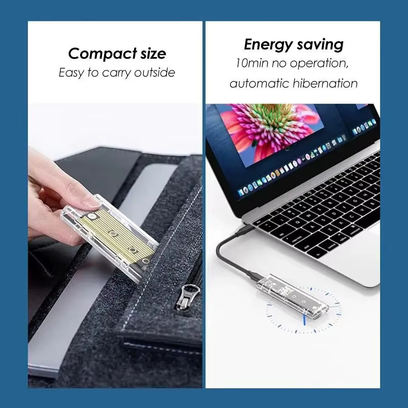 ROUHONG M.2 NVMe PCIe NGFF SATA Dual Protocol SSD-Gehäuse mit USB Typ C, transparentes externes Festplattengehäuse - Bild 6