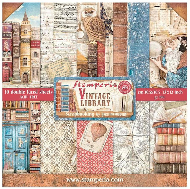 Stamperia Scrapbook-Block Vintage Library in Multicolor - Bild 1