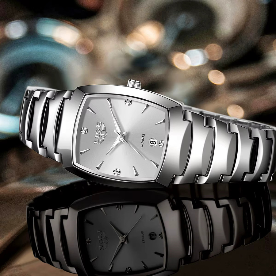 LIGE Armbanduhr Quarz, Edelstahl, Silber, Tonneau, Damen - Bild 4
