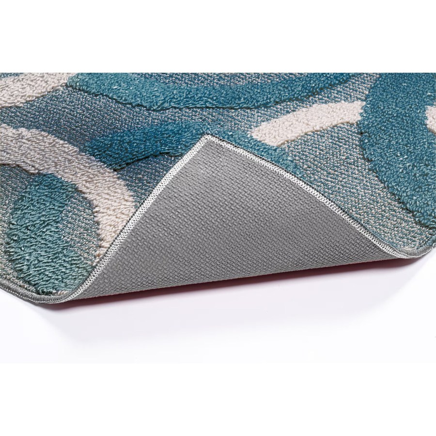 Moderner Teppich Kreise von emmevi in Grün und Blau mit geometrischem Design und rutschfester Unterseite - Bild 2