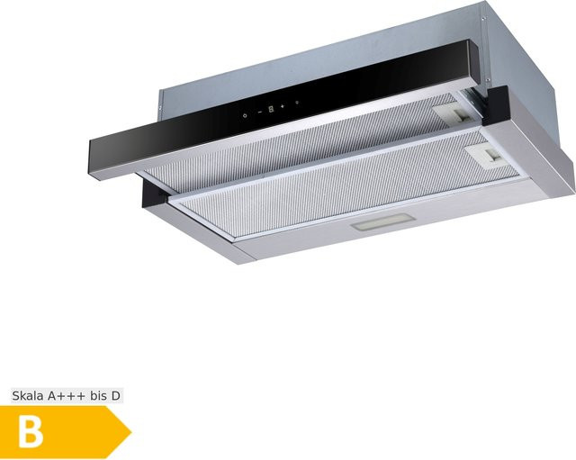 PKM Einbau-Dunstabzugshaube FS2-60BBGTY ausziehbar in Schwarz und Silber mit Glas und Edelstahl sowie LED-Display - Bild 2