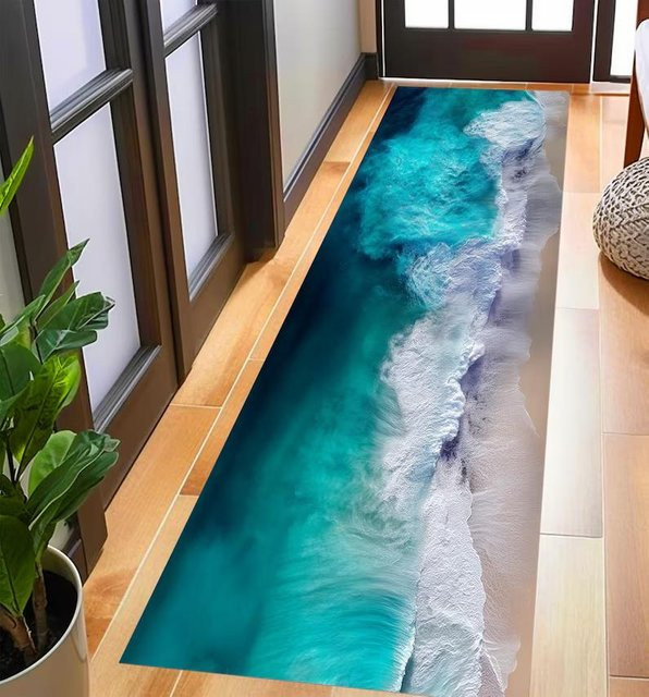 Lodestar Unterwasser Korallenriff Läuferteppich mit 3D Ozean Illusion und tropischen Fischen, Blau, B/T: 120 x 40 cm - Bild 1