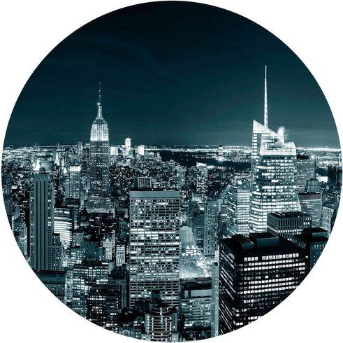 K&L Wall Art Runde Vliestapete New York Skyline Loft, mehrfarbig, matt - Bild 1